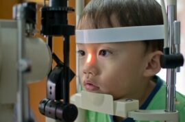 Child getting eye exam