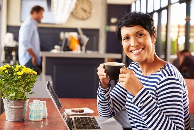 Woman working in coffee shop